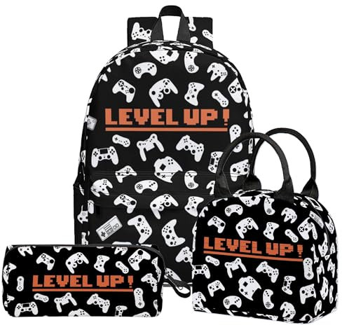 Okiretin Rucksack für Jungen und Mädchen, Schulrucksack, Spiellevel Up, Large, Modern