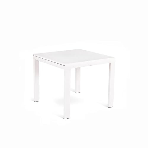 Mondo Viro Table extensible « Benny » plateau en verre trempé structure en métal 6 places 164 x 90 cm 76 h