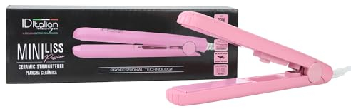 ID Italian Design - Mini Plancha de Pelo MiniLiss - Placas Cerámicas, Tecnología HairCare, Función Dual Alisadora y Rizadora, Temperatura Máxima 200ºC y Protección contra Sobrecalentamiento - Rosa