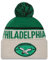 New Era Philadelphia Eagles NFL 2024 Sideline Historic Sport Knit Beige Grün Bommelmütze - One-Size