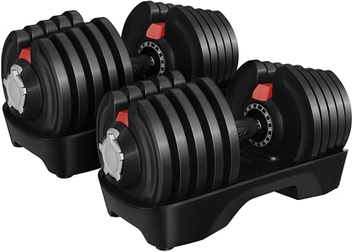 Yaheetech Adjustable Dumbbell Set Adjustable Dumbbells Pair 16 in 1 Adjustable Weights 40KG with Non-Slip Handle & Safety Locking Mechanism, Home Gym Strength Training Equipment for Full Bodybuilding