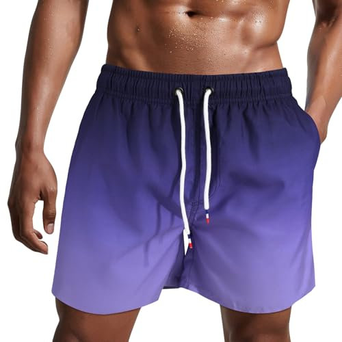 Danfiki Pantaloncini Costume da Bagno Uomo Asciugatura Veloce Calzoncini da Beach Costume da Bagno Fodera Rete con Taschino e Coulisse Trunks