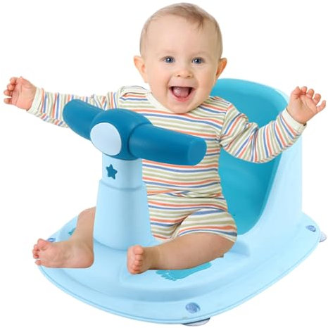 Ahuuen Asiento de Baño para Bebé | Silla para Bañera con Respaldo Ajustable | Ducha para Niños y Niñas con Ventosa Fuerte