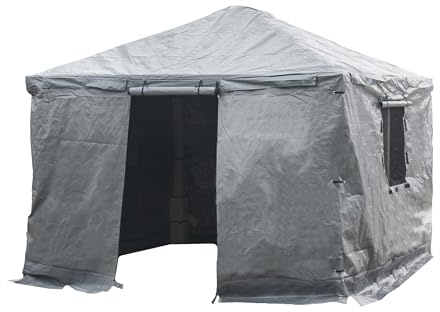 Sojag Universelle Winterabdeckung Plus für hohe Pavillons, Aufbewahrung für Grill- und Terrassenmöbel, flamm- und wetterfest, 3 m x 3 m, Grau
