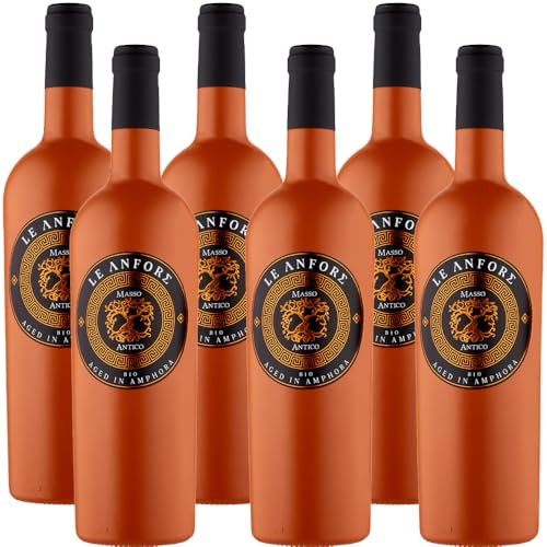 Vino Rosso Salento Igt Bio | Le Anfore Masso Antico | Affinato in Anfora | Puglia | 6 Bottiglie 75Cl | Bland Uve Primitivo