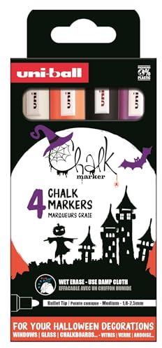 Uni-Ball Astuccio Chalk Marker Marcatori a gesso liquido PWE-5M Set 4P Halloween