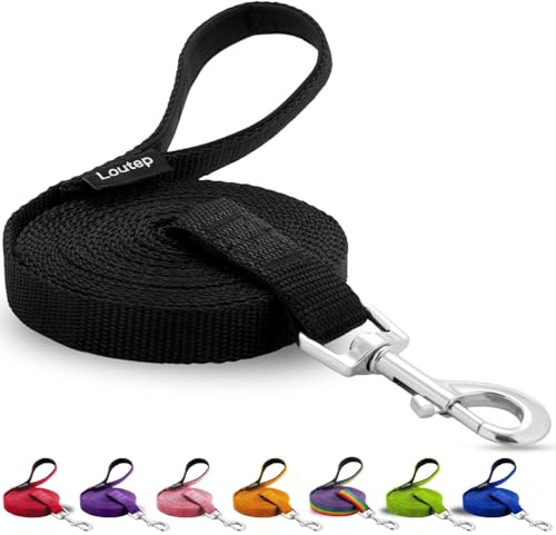 Loutep Dog Training Leash 15ft 20ft 30ft 50ft 100 feet - Extra Long Leash for Dogs with Padded Handle for Small Medium & Large Puppy Breed, Outdoor obedience, Agility Nylon Recall line Lead