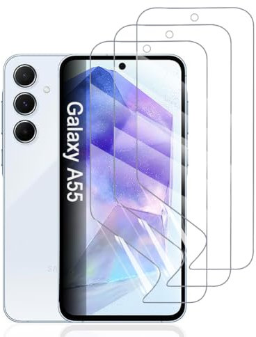 Hhfcryst Film Hydrogel de Protection pour Samsung Galaxy A55, 3 Pièces TPU protections d'écran HD Transparent Souple(Verre non trempé)