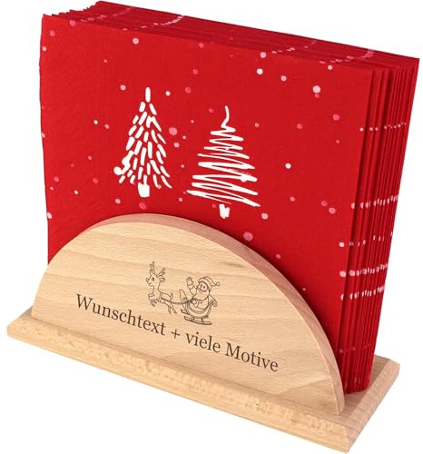 Serviettenhalter Weihnachten mit individueller Sprüche Gravur - Tischdeko aus Holz für die Festtage - Serviettenständer personalisiert - als Weihnachts-/ Geschenk oder Deko