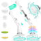 Electric Spin Scrubber, 11 in 1 Cleaning Brush with 6 Replaceable Brush Heads and Long Handle, Adjustable angle, High Speed Shower Power Scrubber for Bathroom, Tub, Tile, Floor, Glass, Sink, Tires