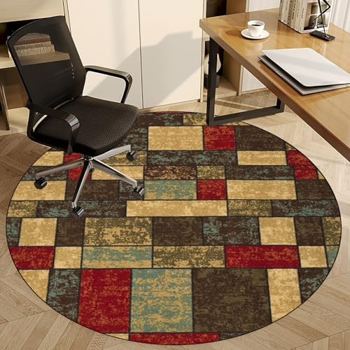 Fzamudng Bürostuhl Teppich Rund, Bodenschutzmatte Bürostuhlunterlage Gaming Teppich 70 cm, Unterlage Schreibtischstuhl, Chairmat Stoffmatte für Stühle, Gaming Teppich, Bürostuhl Matte Kratzfest