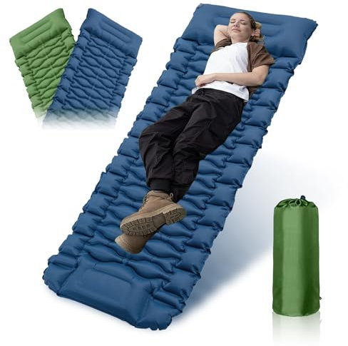 Esterilla Camping Colchón Autoinflable Doble Cara Colchoneta de Camping Inflable Colchonetas para Dormir Portátil Esterilla Hinchable para Viajes, Exteriores, Senderismo, Playa, Tienda Individual