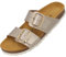 Palado Pantoletten Damen Samos GS - bequeme Sandalen Made in Spain - Hausschuhe mit dämpfendem Kork-Fußbett - modische Sommerschuhe Beige Metallic UK3,5 - EU36