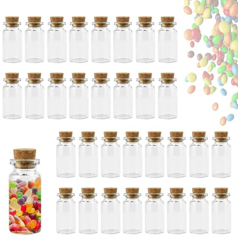 KYYGKY Mini Glass Bottles with Cork Stoppers, 33 Pack 3ml Tiny Wishing Bottle for Wedding Favors, Small Message Bottles, Miniature Potion Jars Empty Spell Jars for Crafts, Party Decorations