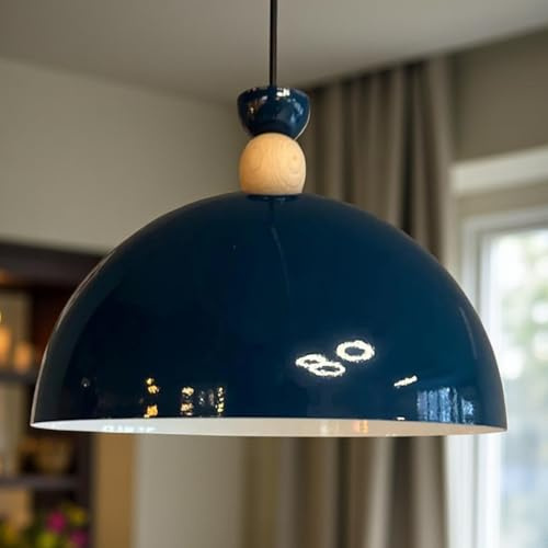 bamyum Yimpi Küchenlampe Hängend Vintage Ø30 cm, Lampenschirm Hängelampe Esstisch Küche, Pendelleuchte Wohnzimmer, Mitternatchsblau