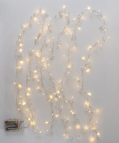 MELETĒ LED Dewdrop String Lights - 4M (13ft), 120 Warm White LEDs, Battery Operated – Indoor Fairy Lights for Christmas, Bedroom, Parties & Home Décor