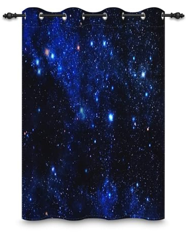 ggaimwf 107x160cm Galaxy-Ösenvorhang für Kinderzimmer Universum Weltraum Sternenhimmel Fantasie Raumteiler Verdunkelungsvorhänge Fenstervorhänge für Jungen Mädchen Wohnzimmer,1-Einzelpaneel