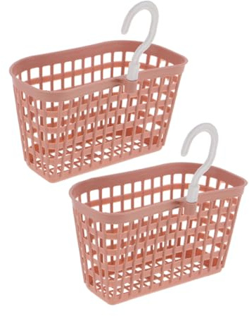 SMASOLO Cestini Portaoggetti Per Bagno in Plastica Da Appendere, Set Da 2 Pezzi, Con Gancio Girevole, Organizer Sospeso Per Doccia e Wc, Soluzione Compatta Versatile Per Ambienti Domestici