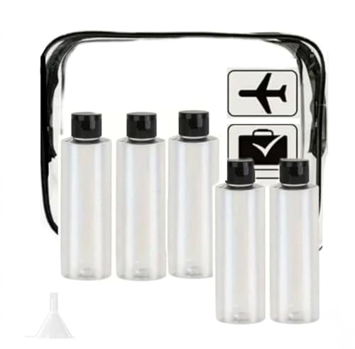 Generico Set de voyage, doseurs liquides, bouteilles d'avion, flacons rechargeables 100 ml, sac de voyage, 1 conteneur crème, entonnoir cosmétique, (7 pcs) pour shampooing, baume, lotions, huiles
