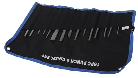 ZJchao Ensemble de Poinçons, Poinçon Central 16 Pièces, Mécaniques et Jeu de Burins, Ensemble de et Burins à Jauge Froide Coniques avec Pochette de Rangement pour Travailler le Bois, le Métal,