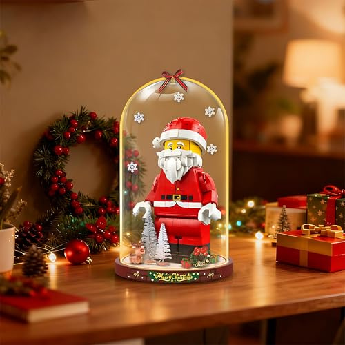 Glasvitrine für Lego 40820 Weihnachtsmann-Modell, staubdichte Vitrine, kompatibel mit Lego 40820 (Modell Nicht enthalten)
