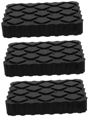 OFFSCH 3 Piezas Tacos de Goma Antideslizantes para Gato Hidráulico Bloques de Elevación de Caucho Negro Elástico Soporte Estable para Mantenimiento de Vehículos Remolques y Caravanas