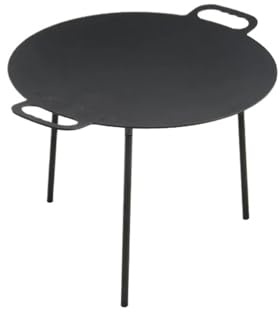 Plaque de cuisson for barbecue avec poteau de Support en fer, plaque de barbecue antiadhésive, Camping en plein air, fête de pique-nique, ustensiles de cuisine, grande assiette(40cm Round Black)