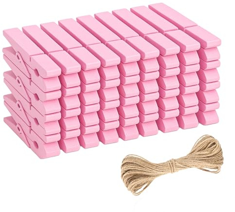 jijAcraft Baby Pink Wooden Pegs: 7.2CMx50PCS Clothes Pegs for Washing Line | Wooden Washing Peg, Strong Laundry Peg for Arts and DIY Crafts, Hanging Photo, Socks, Baby Clothes
