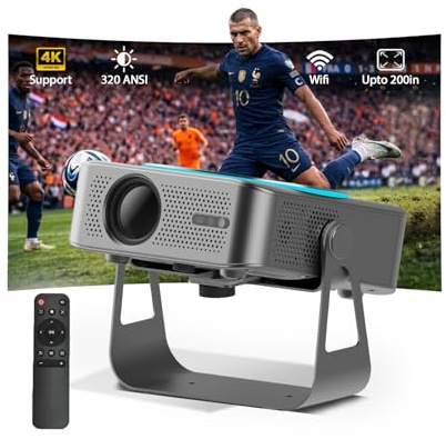 Proiettore 1080P Nativo WiFi & Bluetooth – Videoproiettore 4K Supporto, 320 ANSI, Correzione Trapezoidale Automatica – Per HDMI, USB, iOS & Android – 50–200 Pollici – Home Theater – Di MMOBIEL