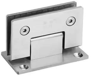 EuroArt Glass to Glass Hinge with Square Corner, Metal, Corrosion-Resistant, for Frameless Shower Enclosures and Partitions (Satin Stainless Steel, 90 Degree)