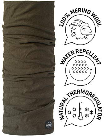 Wind X-Treme Merino Wool Neck Warmer - Brown/Khaki, One Size
