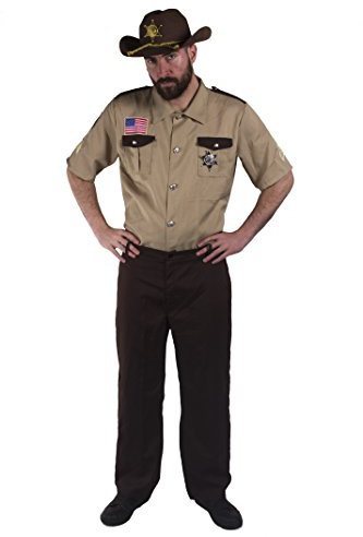 Adult's U.s American Sheriff Fancy Dress Costume - Top & Trousers With Sheriff Badge