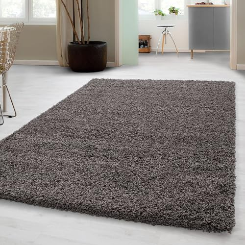 Carpetsale24 Shaggy Hochflor Teppich, 240x340 cm, Taupe, weich, flauschig, modern, einfarbig, Für großzügige Wohnräume, für Wohnzimmer Schlafzimmer Flur