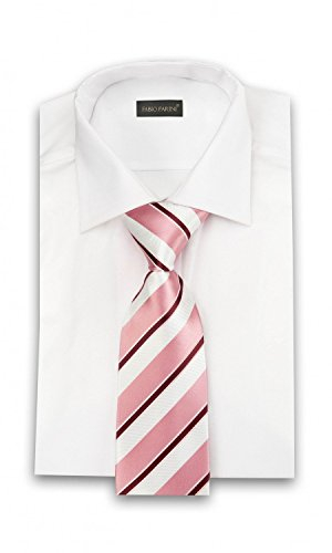 Fabio Farini - Herren gestreifte Krawatte in 8cm Breite, Schlips klassisch Robuste Pflegeleichte Mikrofaser für alle Anlässe wie Hochzeit, Beerdigung, Konfirmation oder Business Rosa Weiß Rot