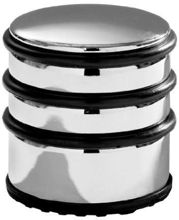 Premier Housewares 509566 Chrome Door Stop with Black Rubber Protective Rings, 8 x 7 x 7 cm