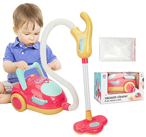 Lembrd Aspiration réelle sous vipour Enfants - Jouet d'aspirateur électrique pour Enfants avec Effet sonore | Jeu Nettoyage Maison 2 en 1 avec des Sons lumières réalistes et Un