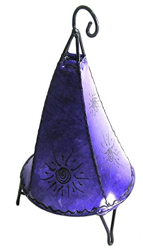 Simandra Orientalische Lampe Stehlampe marokkanische Hennalampe Lederlampe Tischleuchte Stehleuchte Orient Tissir Sonne 40 cm Color Lila