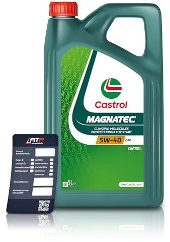 Castrol 10821054 5 L Liter Castrol Magnatec Diesel 5W-40 DPF Motoröl inkl. Castrol Ölwechselanhänger