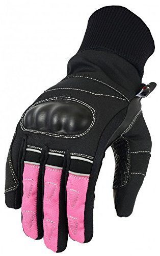 Gants de moto d'hiver pour femmes. M noir/rose