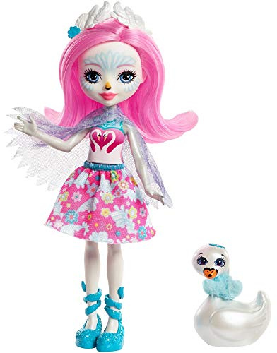 Enchantimals FRH38 Saffi Swan Doll and Poise Figure, Multi-Colour