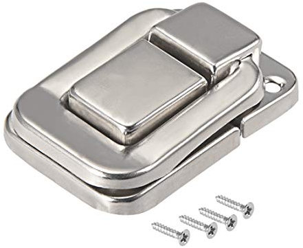 sourcing map Toggle Catch Lock, 48mm Retro Decorative Silver Hasp w Screws for Suitcase Chest Trunk Latch Clasp, Pack of 2