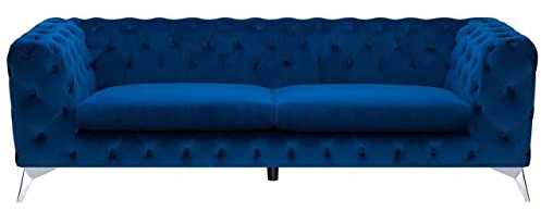 Klassisches Polstersofa Samtstoff Chesterfield Style marineblau Sotra