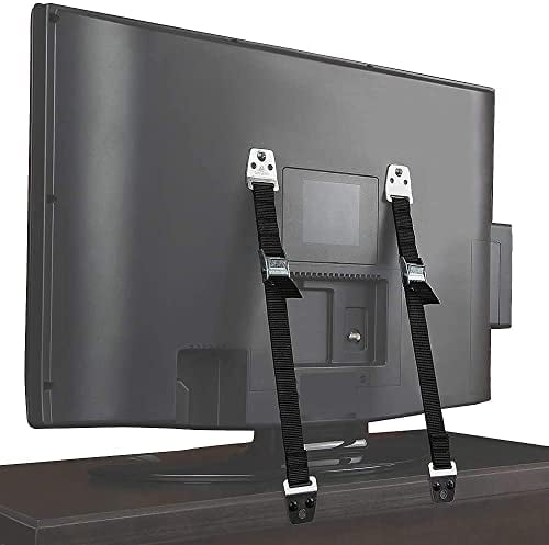 Heavy Duty Anti Tip Straps - Metal Furniture Wall Anchors for Baby Proofing Flat Screen TV, Dresser, Bookcase, Cabinets - No Plastic Parts, Pack of 2