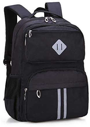 HOPYOCK-School Bags for Boys Girls Kids,Multi-Pocket Unisex Children Backpacks with Night Reflection,Primary/Secondary School Backpack Bookbags Black