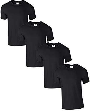 Pack of 4 Premium Crew Neck T-Shirt Plain Regular Fit Short Sleeve 100% Cotton 180gsm 3XL Black