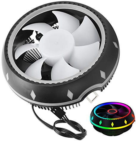 RGB CPU Cooler, 2000PRM 3pin 38CFM 120mm Desktop Host Cooling Fan Silent Heatsink for Intel LGA775/ 1150/1151/ 1155/1156/ 1366/ for AMD FM2/ AM4/ FM1/ AM3+/ AM3/ AM2