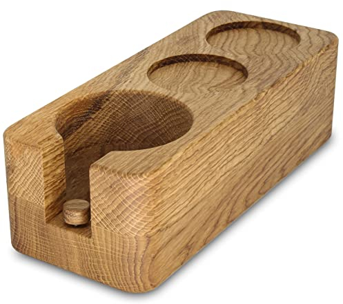 Clara Coffee Tamperstation | Tamper Station aus schönem Holz Für Siebträger: Durch Gutes Barista Zubeheör den Weg Zum Optimalen Espresso Meistern | Tamper Abstellfläche (58mm (2 Ablagen))