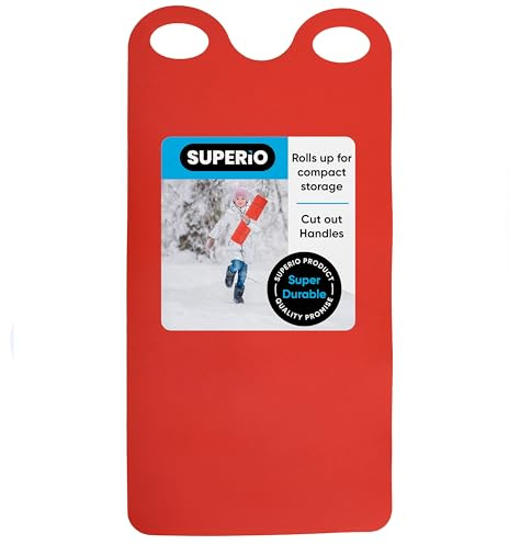 Superio Snow Slider Mat, Flexible Snow Sled Flying Carpet, Roll up Sleds for Kids and Adults 54 Lightweight Portable Plastic Snowboard Sled (Red)