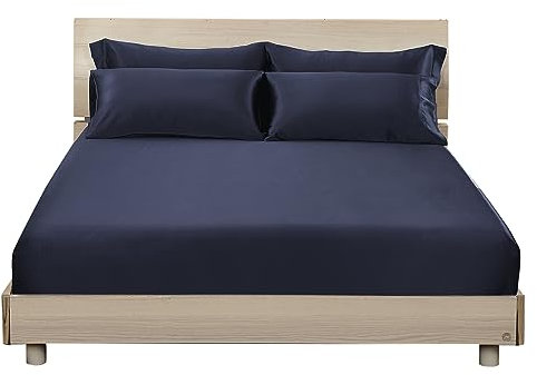 LILYSILK Spannbettlaken Seide mit Rundumgummi - in vielen Farben und Größen - 100% Reine 19 Momme Maulbeerseide Laken Bettlaken Spannbetttuch Bettwäsche - Hell Blau 140x200+30cm