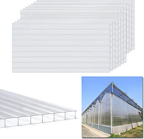 Aufun Polycarbonat transparente Kammerplatten für Gewächshaus Hohlwandplatten Gewächshausplatte mit 14 Stück 605 x 1210 x 4 mm 10,25 m²